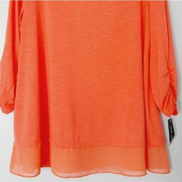 STYLE & CO. Stretchy & Soft Chifon Hem Women's Salmon Pink Top Sz 2X - Picture 4 of 15